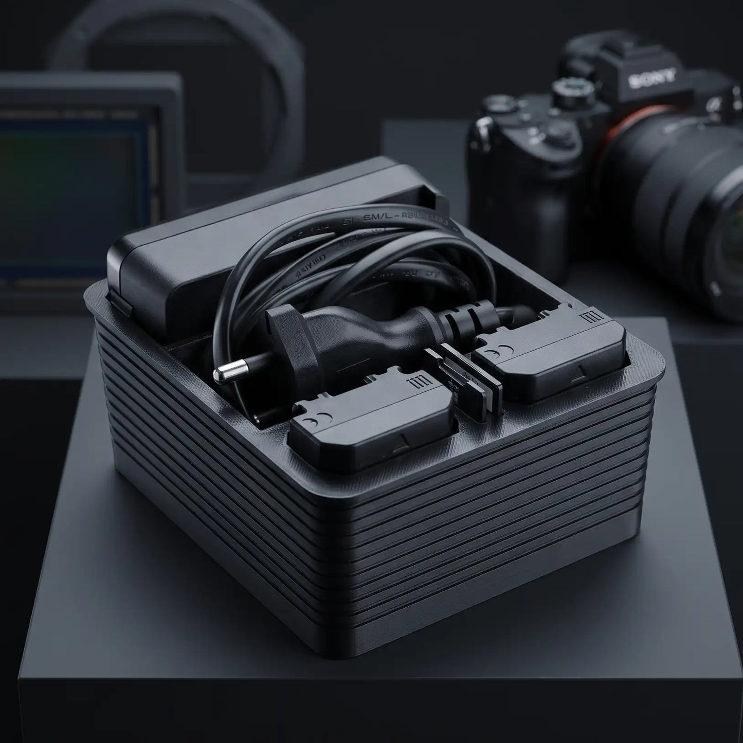 9Dimension - Camera Battery, SD Card & Charger Desk Organizer (For Sony)